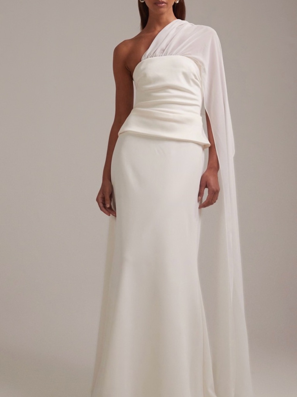 ASOS One-Shoulder Ivory Draped Gown